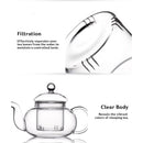 33.8 oz/ 1 Liter Borosilicate Glass Teapot with Removable Filter Infuser