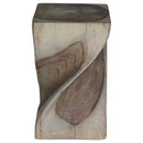 Haussmann Big Twist Wood End Table 12 in SQ x 20 in Height Grey Oil