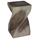 Haussmann Big Twist Wood End Table 12 in SQ x 20 in Height Grey Oil