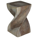 Haussmann Big Twist Wood End Table 12 in SQ x 20 in Height Grey Oil