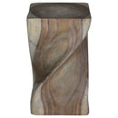 Haussmann Big Twist Wood End Table 12 in SQ x 20 in Height Grey Oil