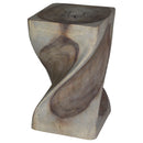 Haussmann Big Twist Wood End Table 12 in SQ x 20 in Height Grey Oil