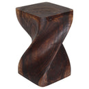 Haussmann Big Twist Wood End Table 12 in SQ x 20 in Height Mocha Oil