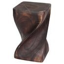 Haussmann Big Twist Wood End Table 12 in SQ x 20 in Height Mocha Oil