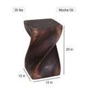 Haussmann Big Twist Wood End Table 12 in SQ x 20 in Height Mocha Oil
