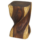 Haussmann Big Twist Wood End Table 12 in SQ x 20 in Height Oak Oil