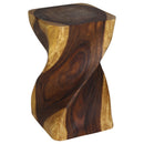 Haussmann Big Twist Wood End Table 12 in SQ x 20 in Height Oak Oil