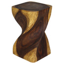 Haussmann Big Twist Wood End Table 12 in SQ x 20 in Height Oak Oil