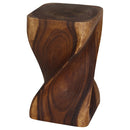 Haussmann Big Twist Wood End Table 12 in SQ x 20 in Height Walnut Oil