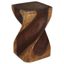 Haussmann Big Twist Wood End Table 12 in SQ x 20 in Height Walnut Oil