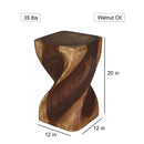 Haussmann Big Twist Wood End Table 12 in SQ x 20 in Height Walnut Oil