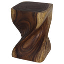 Haussmann Big Twist Wood End Table 14 in SQ x 20 in Height Antique Oak Oil