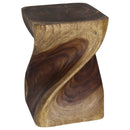 Haussmann Big Twist Wood End Table 14 in SQ x 20 in Height Antique Oak Oil