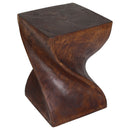 Haussmann Big Twist Wood End Table 14 in SQ x 20 in Height Mocha Oil