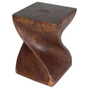 Haussmann Big Twist Wood End Table 14 in SQ x 20 in Height Mocha Oil