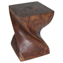 Haussmann Big Twist Wood End Table 14 in SQ x 20 in Height Mocha Oil