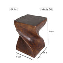 Haussmann Big Twist Wood End Table 14 in SQ x 20 in Height Mocha Oil