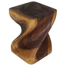 Haussmann Big Twist Wood End Table 14 in SQ x 20 in Height Walnut Oil