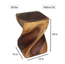 Haussmann Big Twist Wood End Table 14 in SQ x 20 in Height Walnut Oil