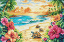 Tropical Summer Beach and Turtles Counted Cross Stitch Kit by Luca-S BU5089L