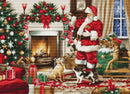 Santa Interior Christmas Fireside Counted Cross Stitch Kit by Luca-S BU5100L
