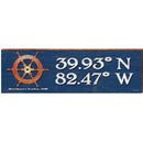 Buckeye Lake, OH Boat Wheel Navy Latitude Longitude | Wall Art Print on Real Wood