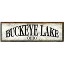 Buckeye Lake Ohio Black & White Sign | Wall Art Print on Real Wood