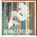 Mermaids Welcome Sign | Wall Art Print on Real Wood