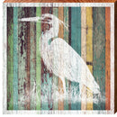 Heron Colorful Coastal Wooden Sign | Wall Art Print on Real Wood