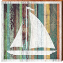 Sailboat Colorful Stripes | Wall Art Print on Real Wood