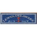 Lewes, Delaware Anchor Navy Latitude Longitude | Wall Art Print on Real Wood