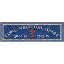 Long Neck, Delaware Anchor Navy Latitude Longitude | Wall Art Print on Real Wood