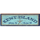 Kent Island Starfish Blue Rope Latitude Longitude | Wall Art Print on Real Wood