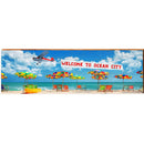 Welcome to Ocean City Airplane Banner | Wall Art Print on Real Wood