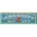 Ocean City Anchor Water Latitude Longitude | Wall Art Print on Real Wood