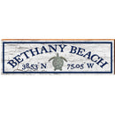 Bethany Beach Sea Turtle White Latitude Longitude | Wall Art Print on Real Wood