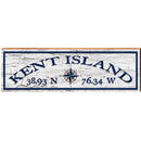 Kent Island Compass White Latitude Longitude | Wall Art Print on Real Wood