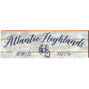 Atlantic Highlands Blue Bike White Latitude Longitude | Wall Art Print on Real Wood