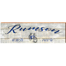 Rumson Blue Bike White Latitude Longitude | Wall Art Print on Real Wood