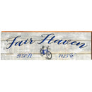Fair Haven Blue Bike White Latitude Longitude | Wall Art Print on Real Wood