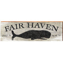 Fair Haven Whale Grey Latitude Longitude | Wall Art Print on Real Wood