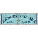 Avon-By-The-Sea Starfish Blue Latitude Longitude | Wall Art Print on Real Wood