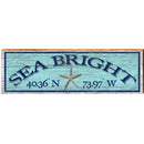 Sea Bright Starfish Blue Latitude Longitude | Wall Art Print on Real Wood