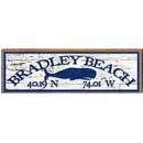Bradley Beach Whale White Shabby Latitude Longitude | Wall Art Print on Real Wood