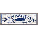 Manasquan Whale White Shabby Latitude Longitude | Wall Art Print on Real Wood