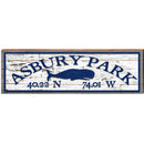 Asbury Park Whale White Shabby Latitude Longitude | Wall Art Print on Real Wood