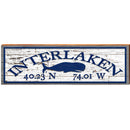 Interlaken Whale White Shabby Latitude Longitude | Wall Art Print on Real Wood