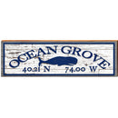 Ocean Grove Whale White Shabby Latitude Longitude | Wall Art Print on Real Wood