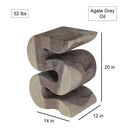 Haussmann Wood BIG Wave Verve Accent Snake Table 12x14x20 in Height Agate Grey Oil