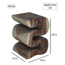 Haussmann Wood BIG Wave Verve Accent Snake Table 14x14x20 in Height Agate Grey Oil